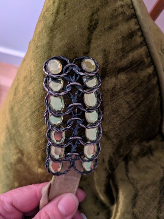 Claudio ORCIANI Vintage design lime green belt w/ green crystals main image 5